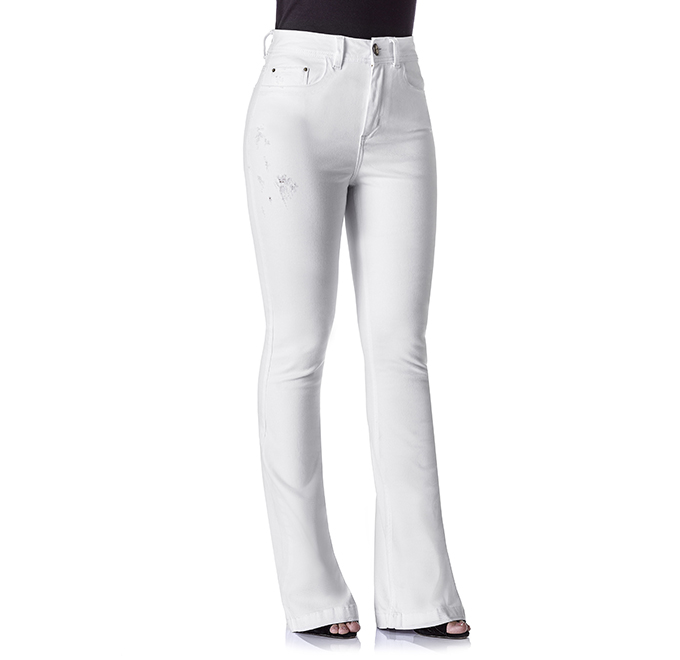 Calça jeans flare branca 